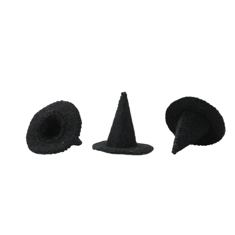 Wool Felt Witch Hat Ornaments – Spooky Halloween Set