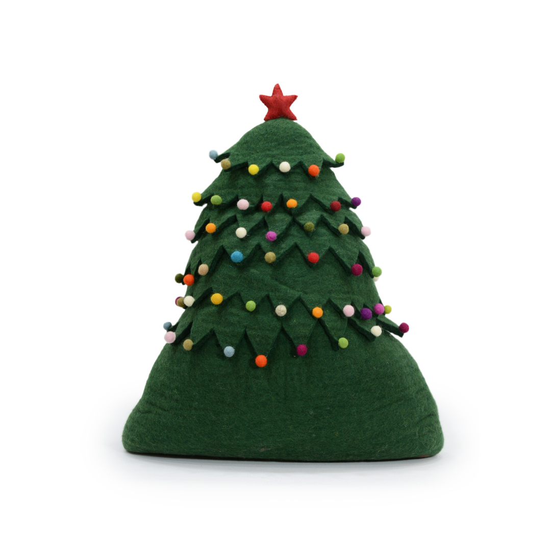 Weihnachtsbaum-Katzenhöhle aus Filz, handgefertigtes Katzenbett aus Wolle