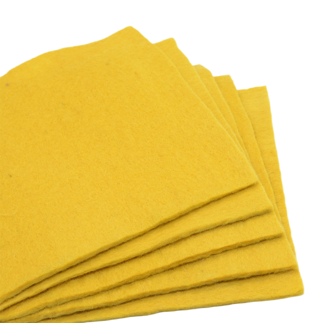 Handgefertigtes gelbes Wollfilzblatt, Bastelfilzstoff