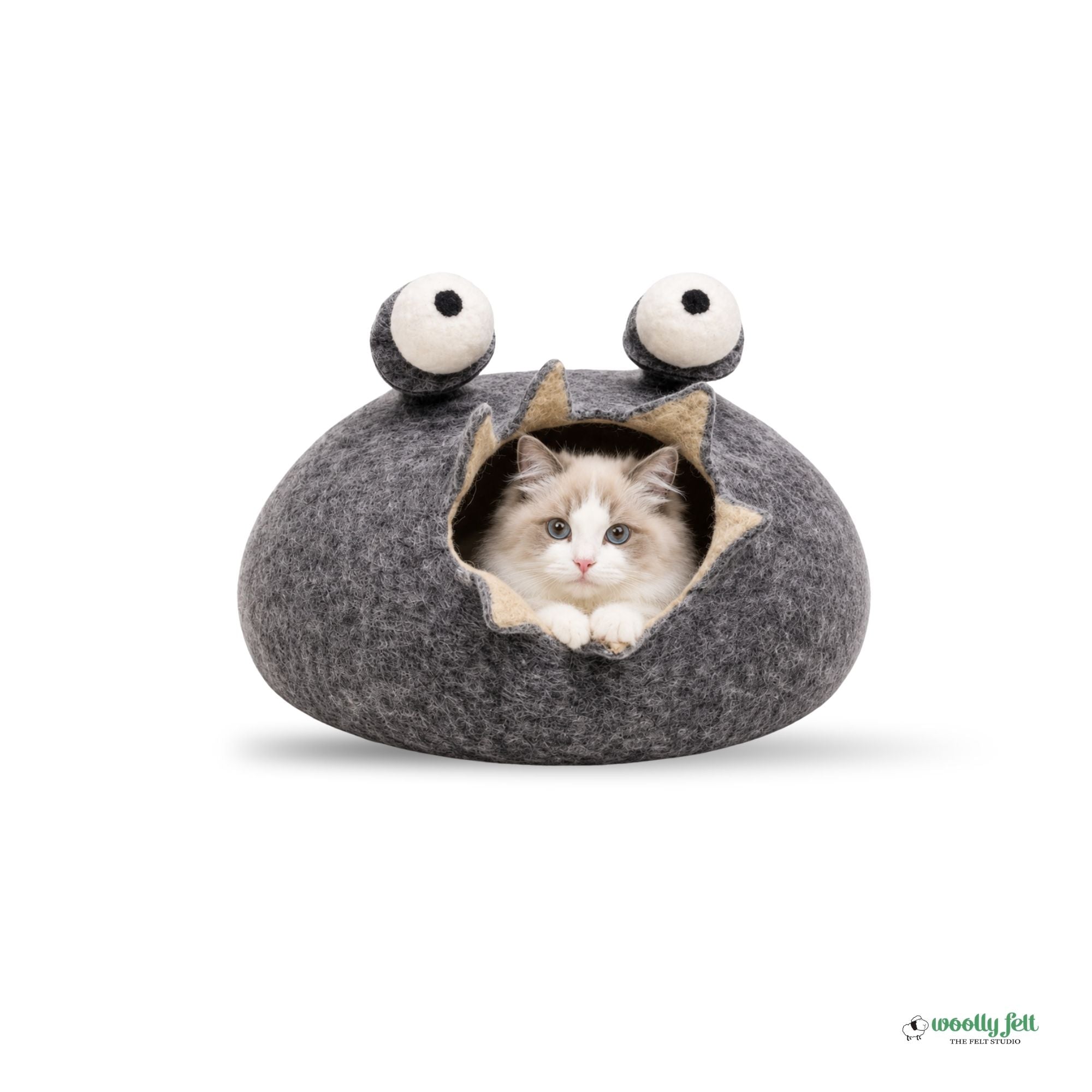 Dark Gray Snail Felt Cat Cave Wool Cat Bed Cozy Cat House