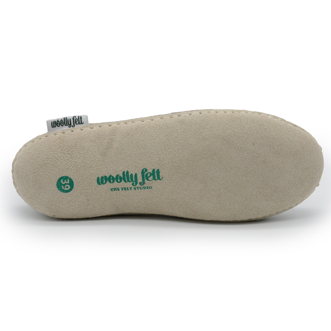 Marbled Brown Handmade Wool Felt Indoor Slipper with Leather Sole