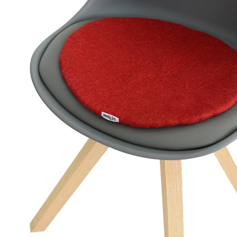 Cuscino per sedia in feltro liscio tinta unita bordeaux, fatto a mano, sottile cuscino in lana per seduta