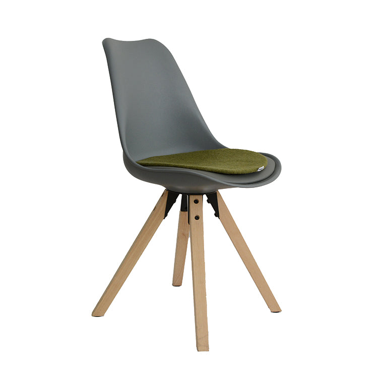 Coussin de chaise en feutre plat vert kaki, fait main, fin, en laine