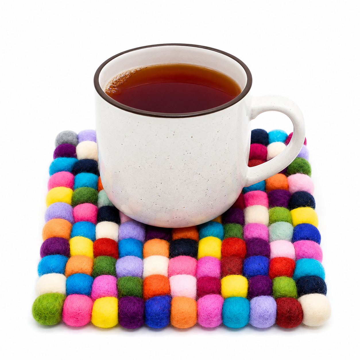 Handmade Colorful Felt Ball Square Trivet Heat Resistant Pot Mat
