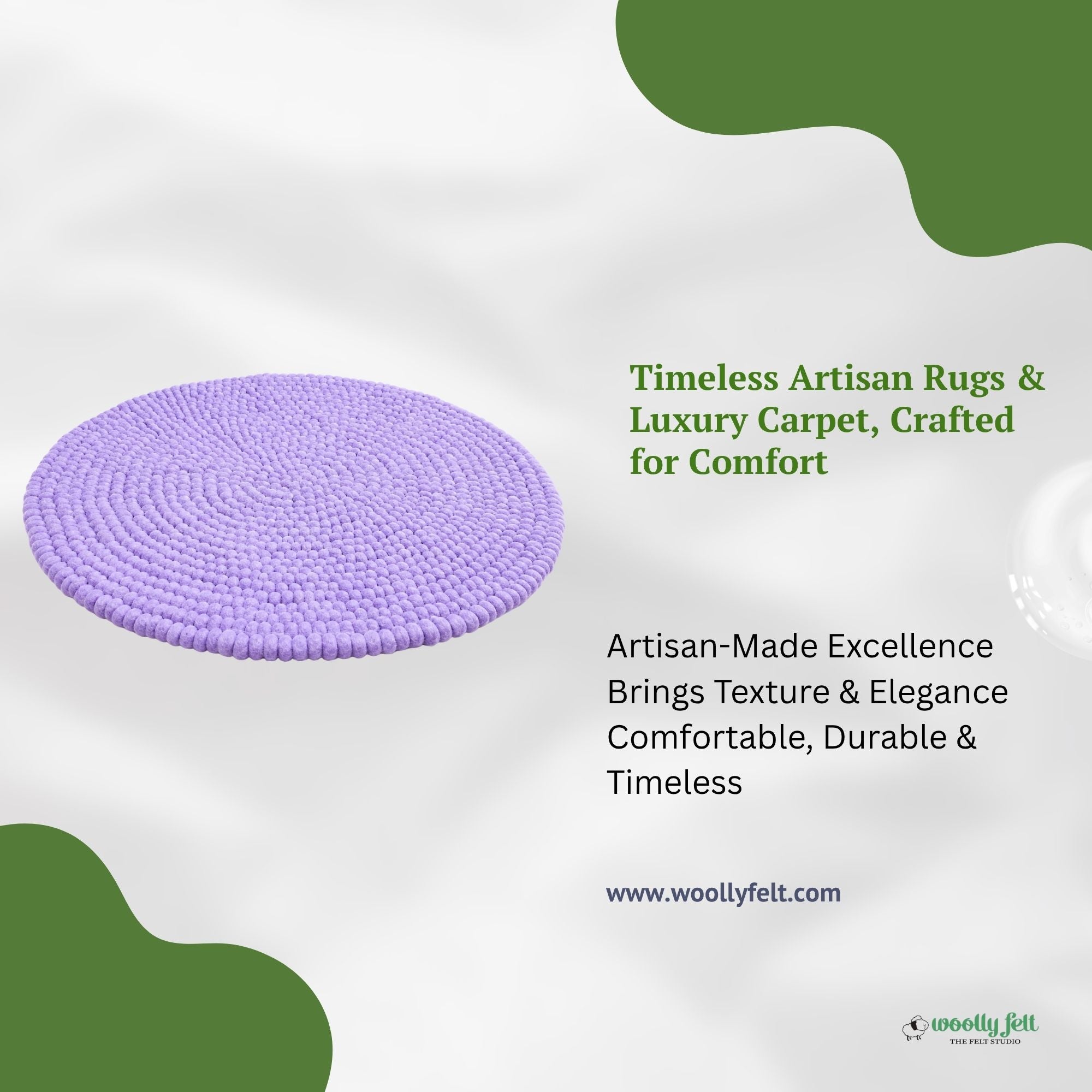 Handmade Purple Felt Ball Wool Round Area Rug