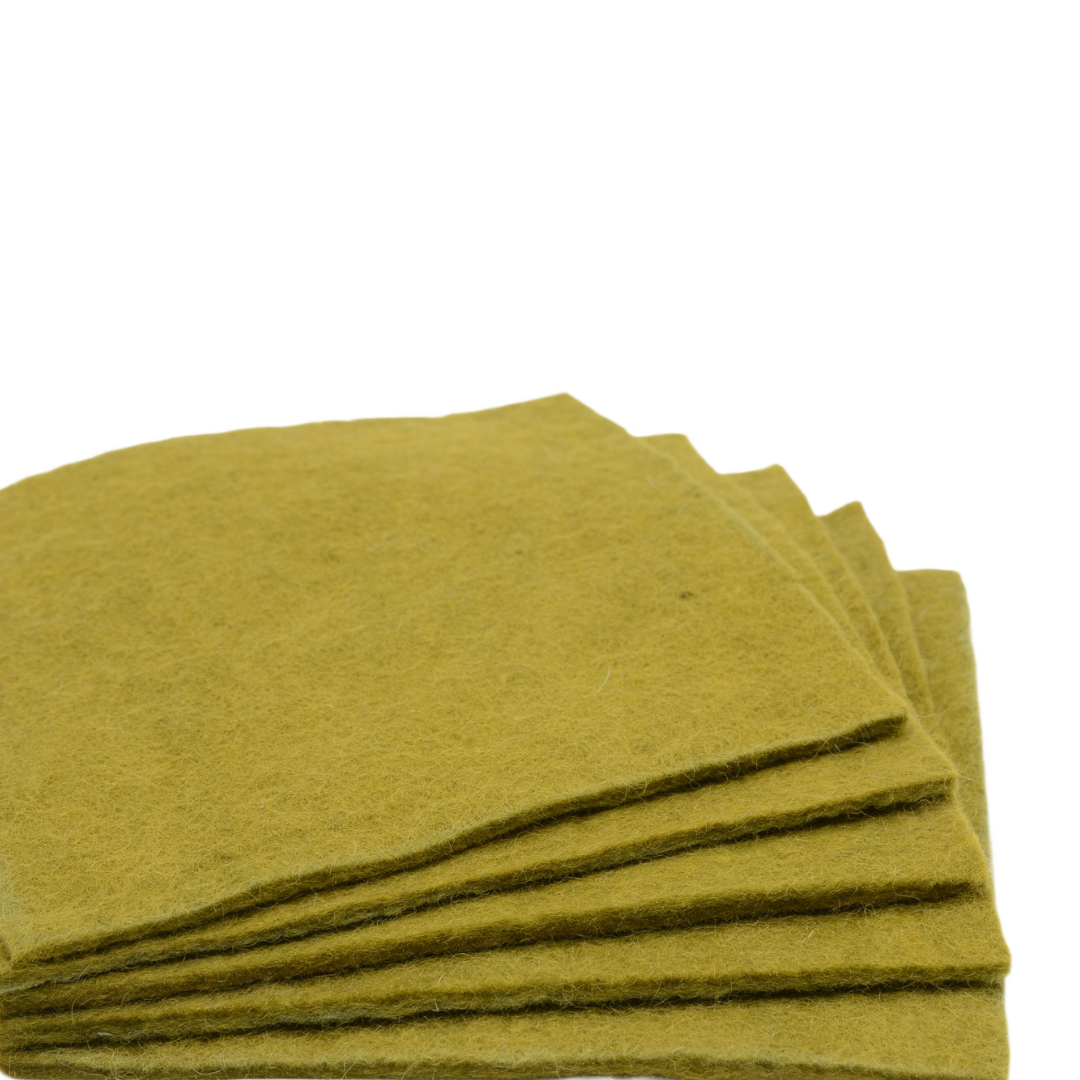 Feutre de laine vert olive fait main Tissu feutre artisanal