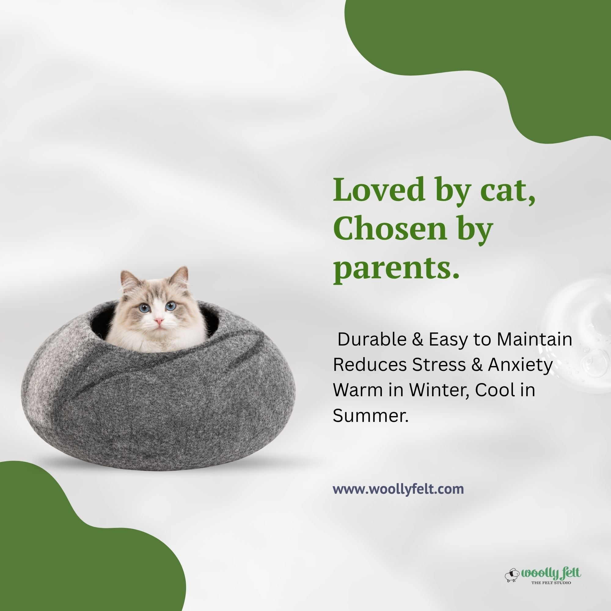 Tri Color Felt Cat Cave Handmade Wool Cat House