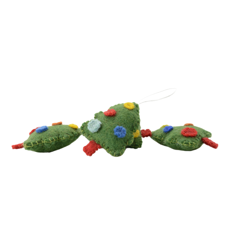 Set of Handmade Felt Christmas Tree Ornaments