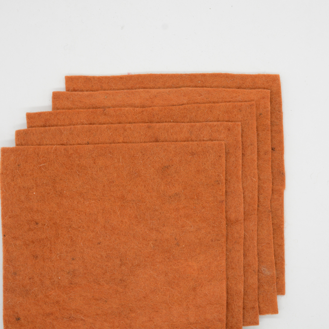 Feutre de laine orange rouille fait main, tissu en feutre pour l'artisanat