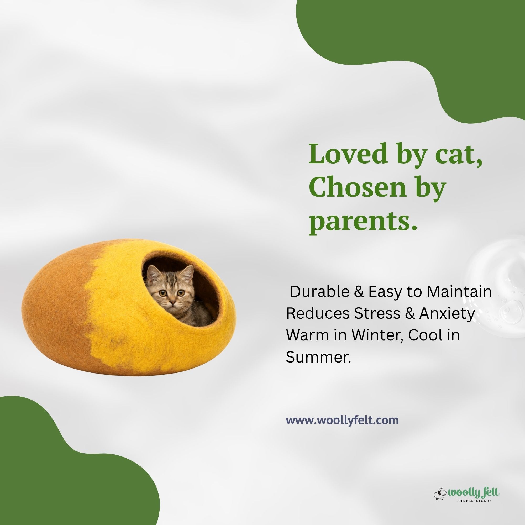 Yellow Ombre Wool Cat Cave – Cozy Felt Pet Bed