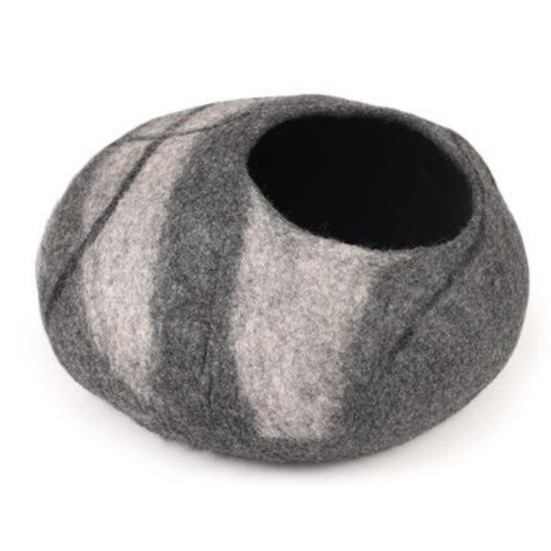 Niche pour chat en feutre tricolore Faite à la main en laine
