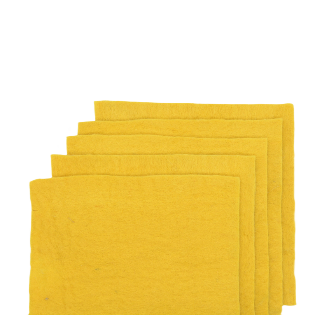 Handgefertigtes gelbes Wollfilzblatt, Bastelfilzstoff
