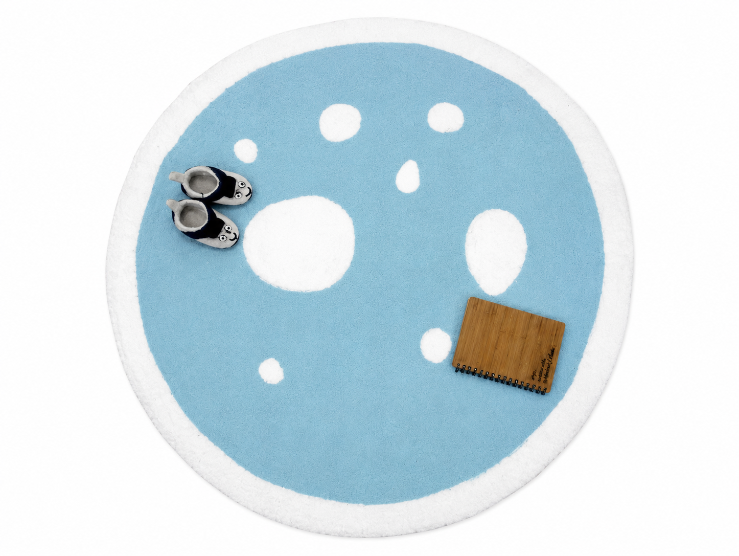 Handmade Cloud Pattern Wool Felt Round Nursery Rug Kids Floor Mat