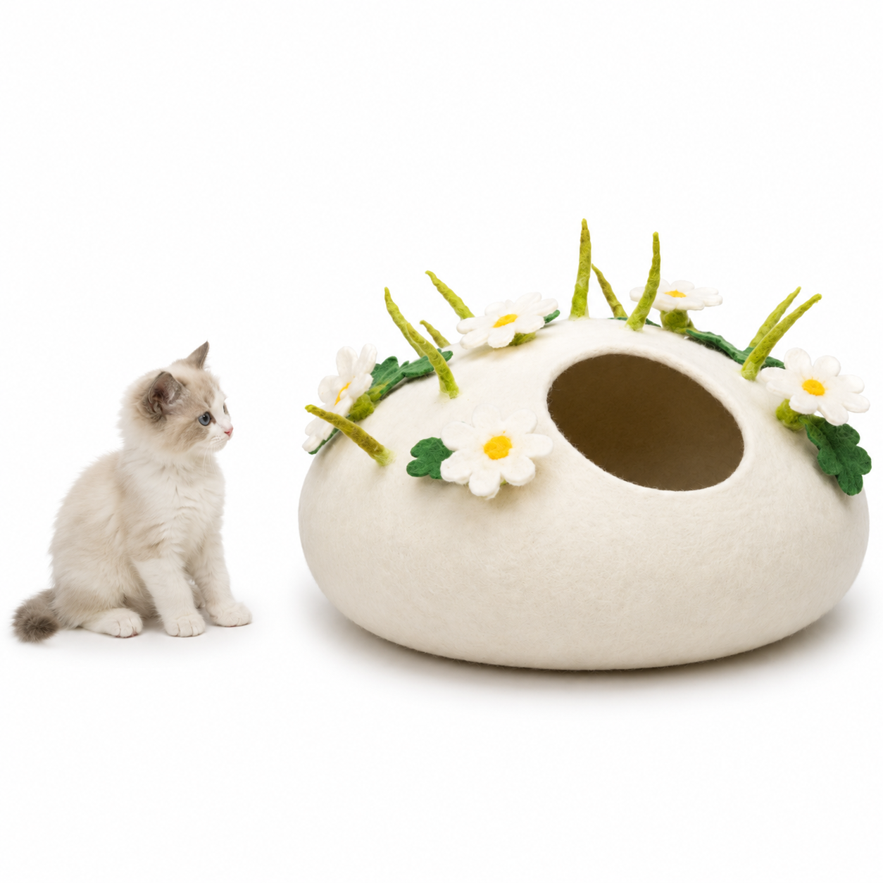 Wild Flower Felt Cat Cave Floral Wool Cat Bed Cat Hideout