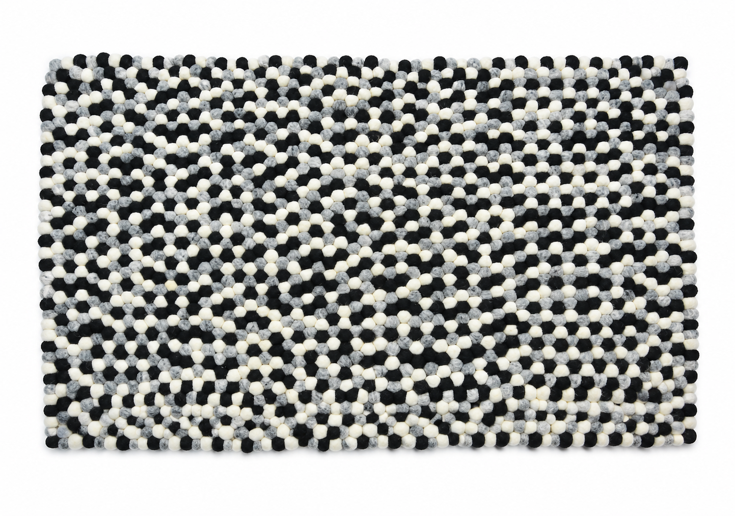 Handgeknüpfter Wollteppich in Schwarz und Weiß