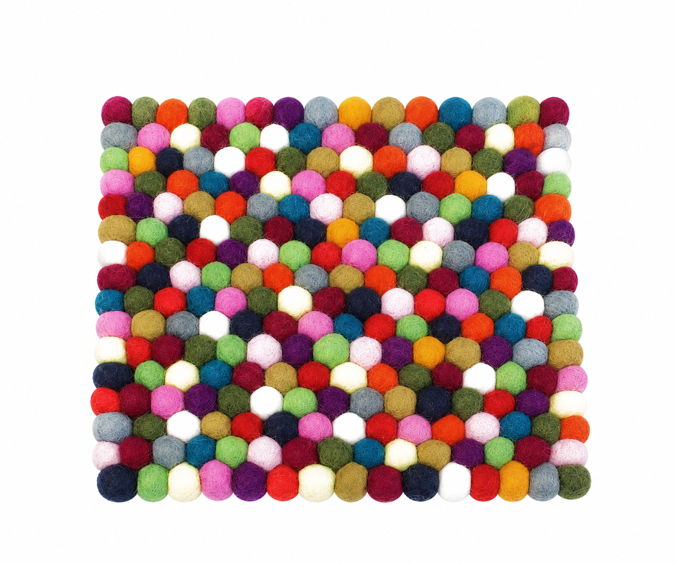 Handmade Rectangle Multicolor Felt Ball Chair Pads Wool Seat Cushion