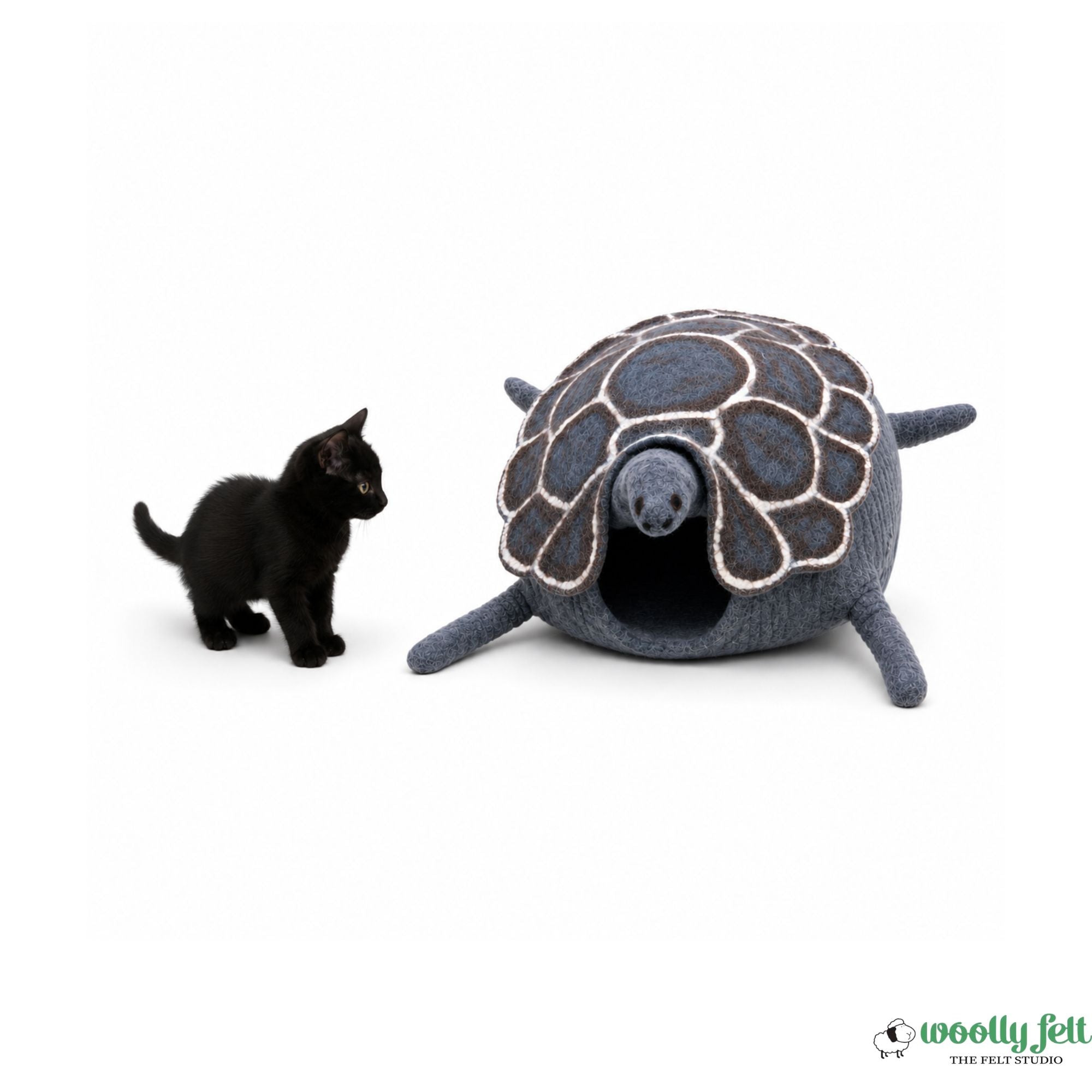 Turtle Felted Cat Cocoon | Wool Cat Cave Bed