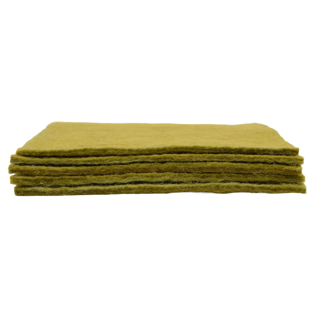 Feutre de laine vert olive fait main Tissu feutre artisanal