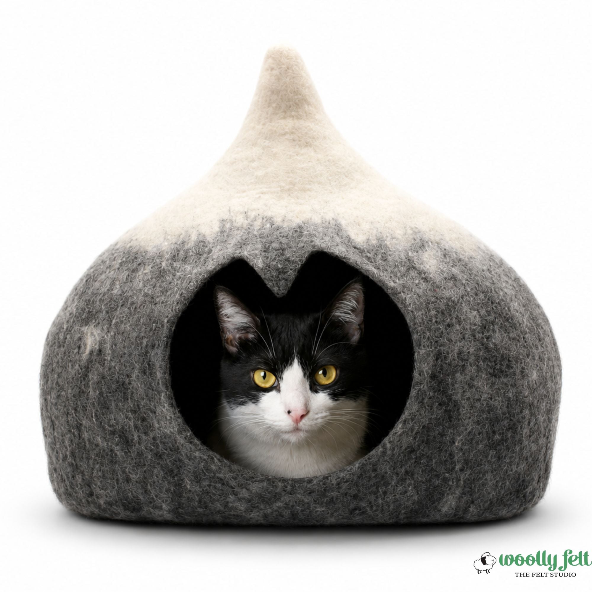 雪山猫窝 - 羊毛猫屋 - 宠物寝具 - 高级午睡茧 - 羊毛猫屋 - 宠物爱好者礼物 - 100% 纯天然羊毛