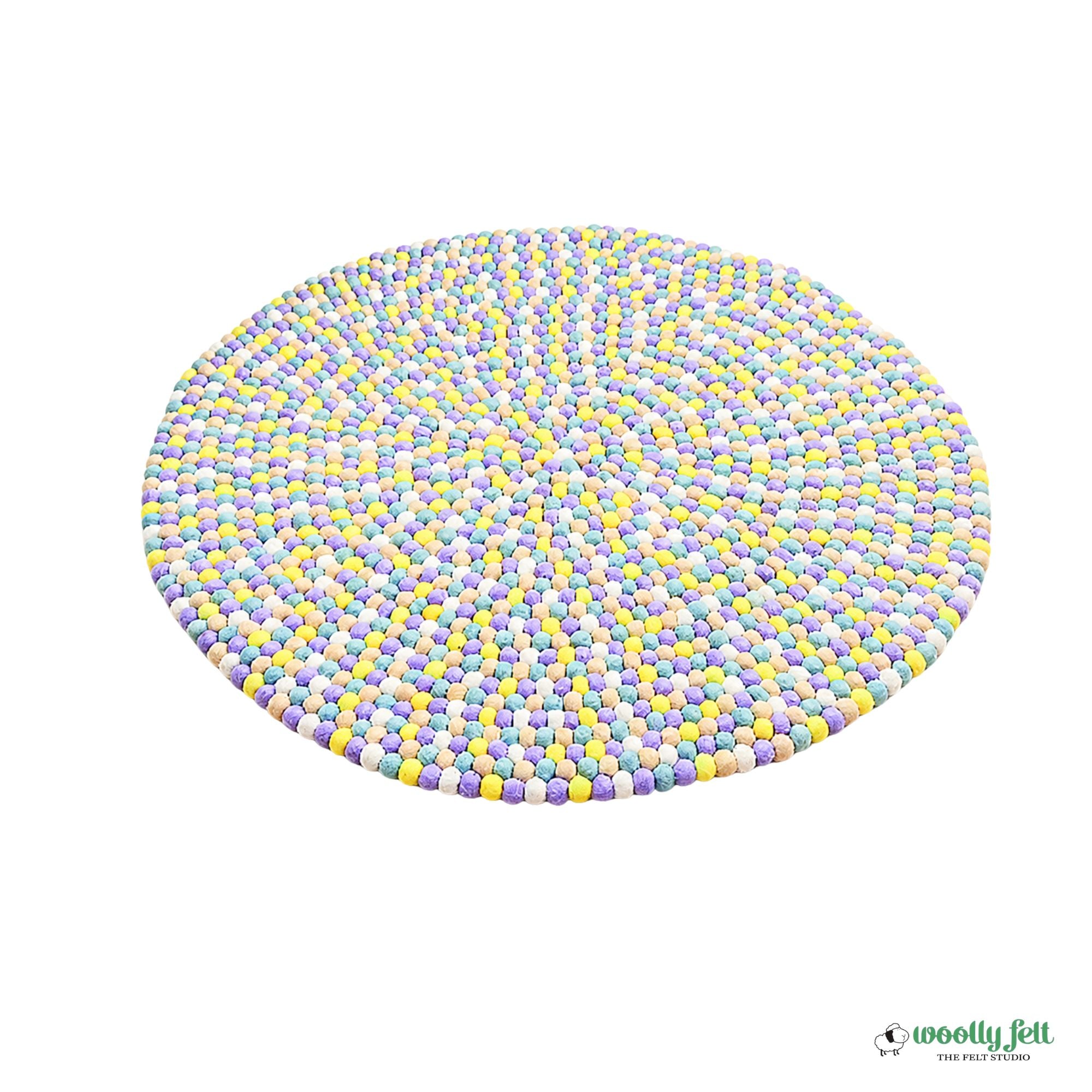 Handmade Pastel Felt Ball Wool Round Area Rug