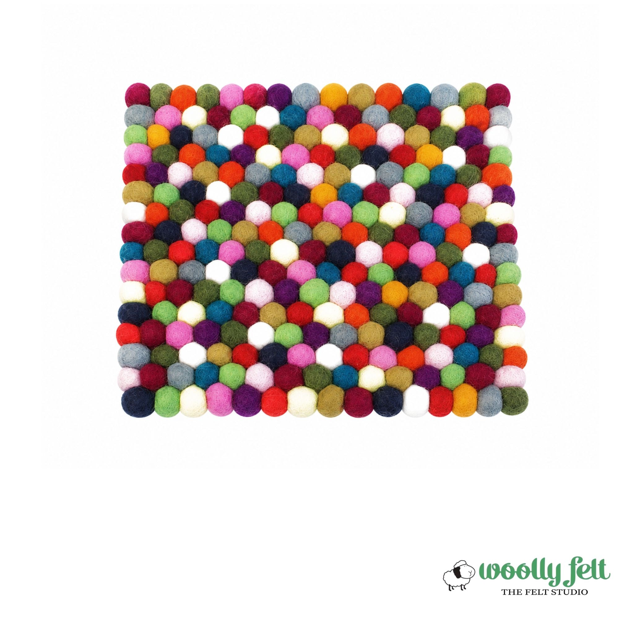 Handmade Rectangle Multicolor Felt Ball Chair Pads Wool Seat Cushion
