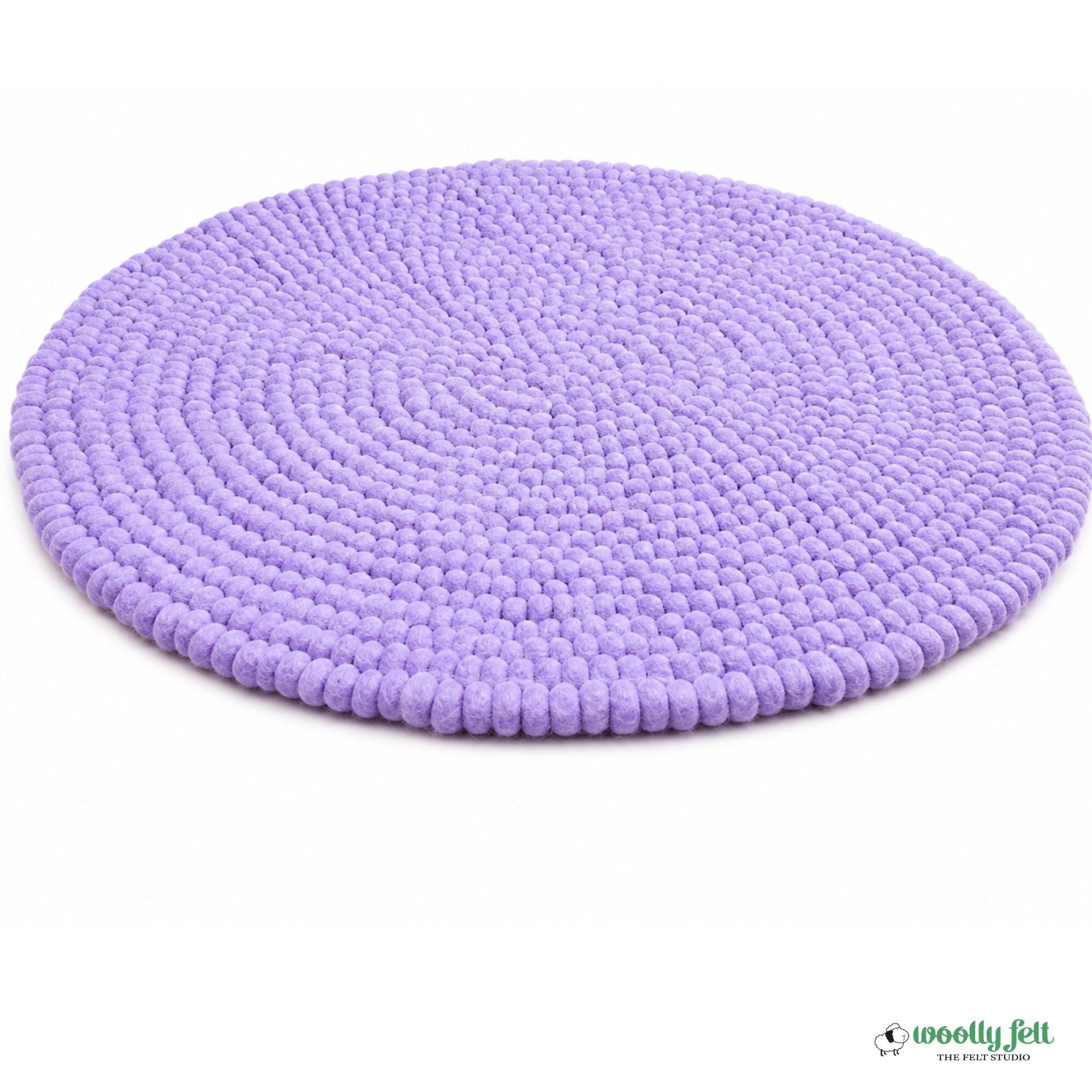 Handmade Purple Felt Ball Wool Round Area Rug
