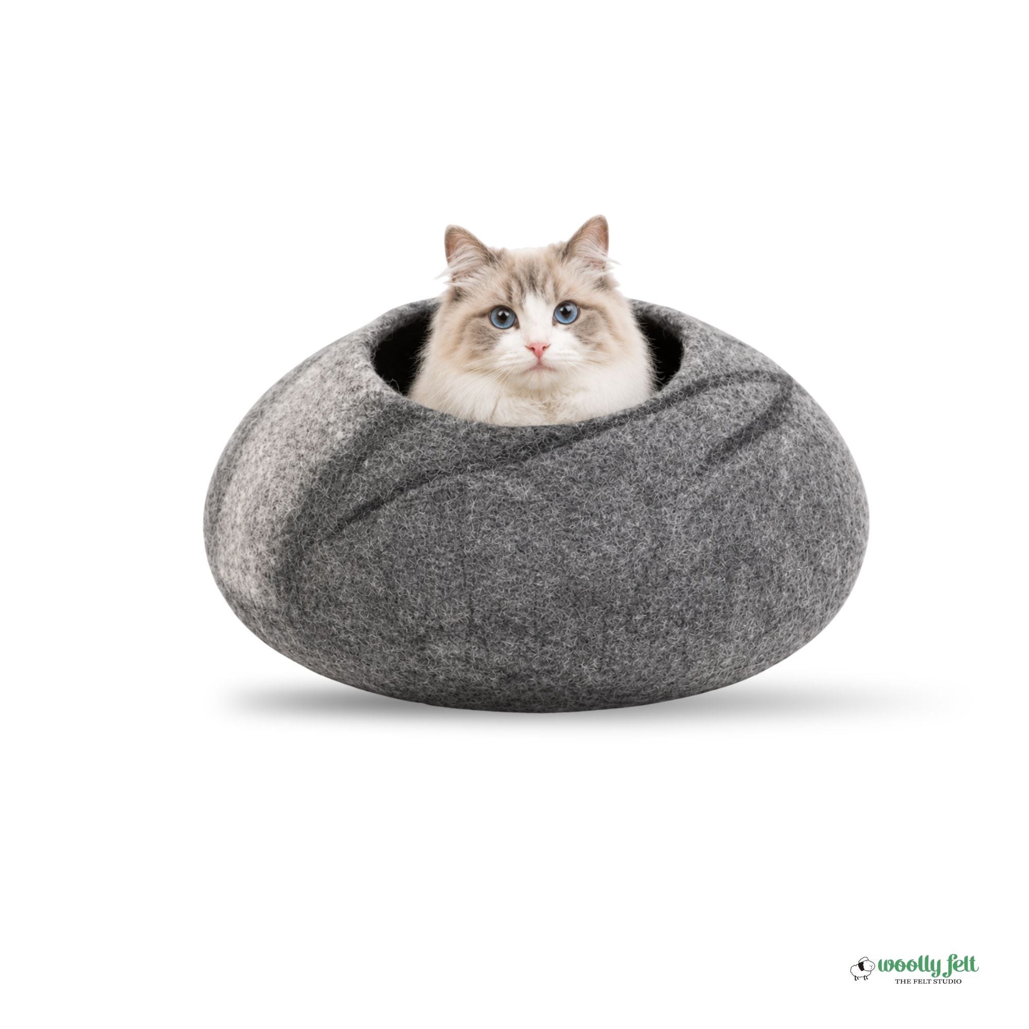 Tri Color Felt Cat Cave Handmade Wool Cat House