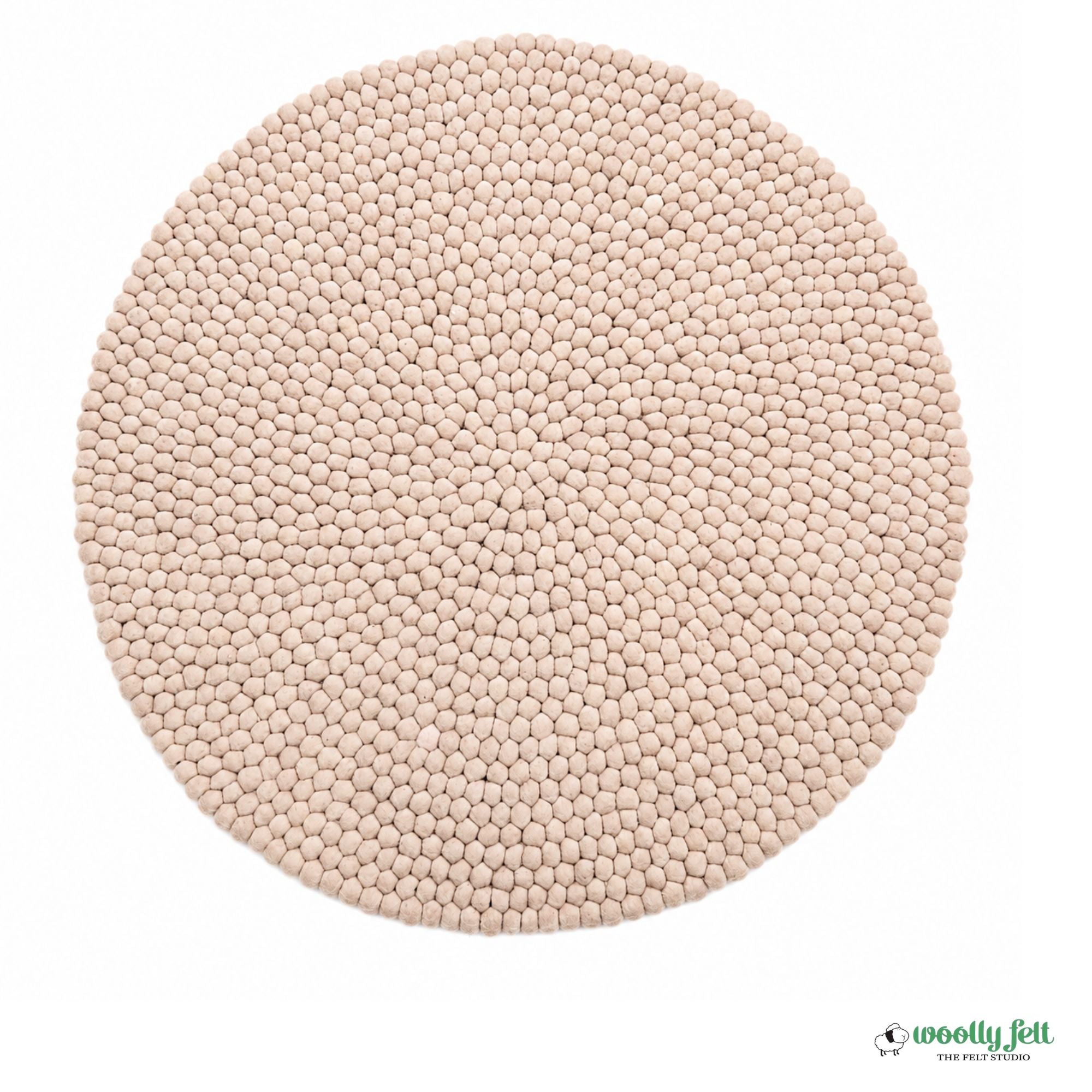 Handmade Pale Pink Wool Round Area Rug