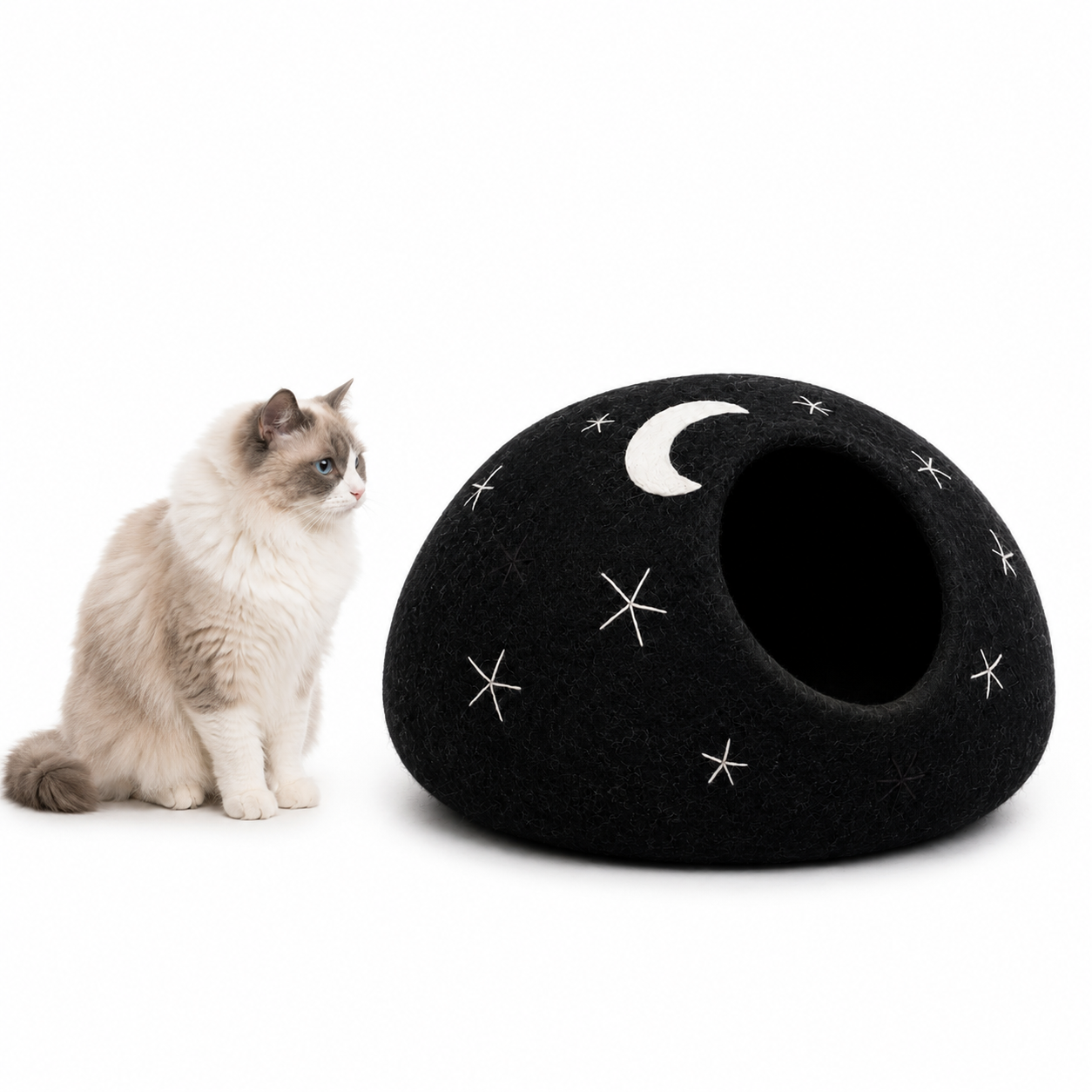 Midnight Sky Wool Felt Cat Hideaway