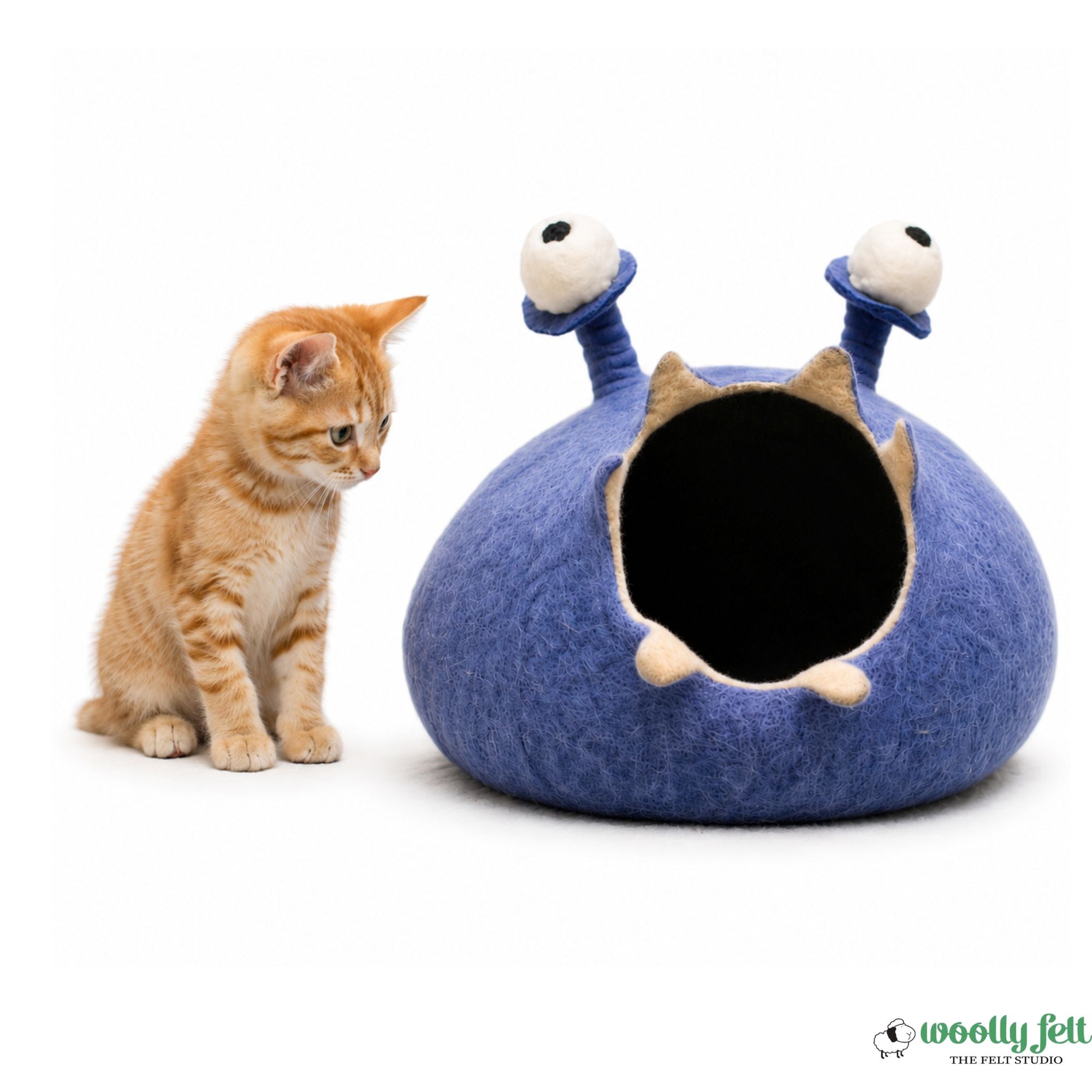 蜗牛造型毛毡猫窝 - 手工舒适羊毛猫屋 - 现代宠物家具 - 适合大型猫和小型犬的宠物屋