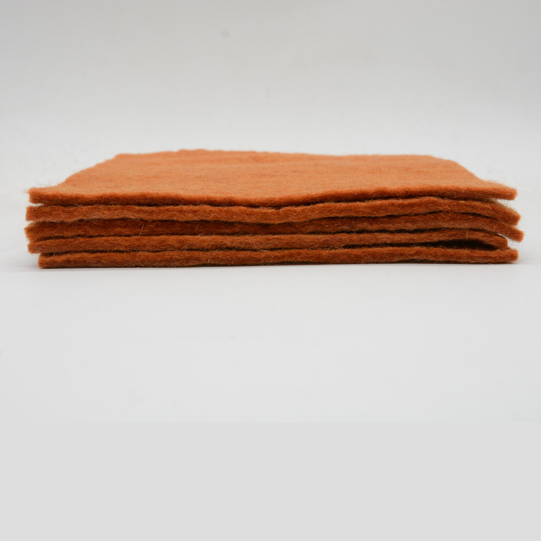 Feutre de laine orange rouille fait main, tissu en feutre pour l'artisanat