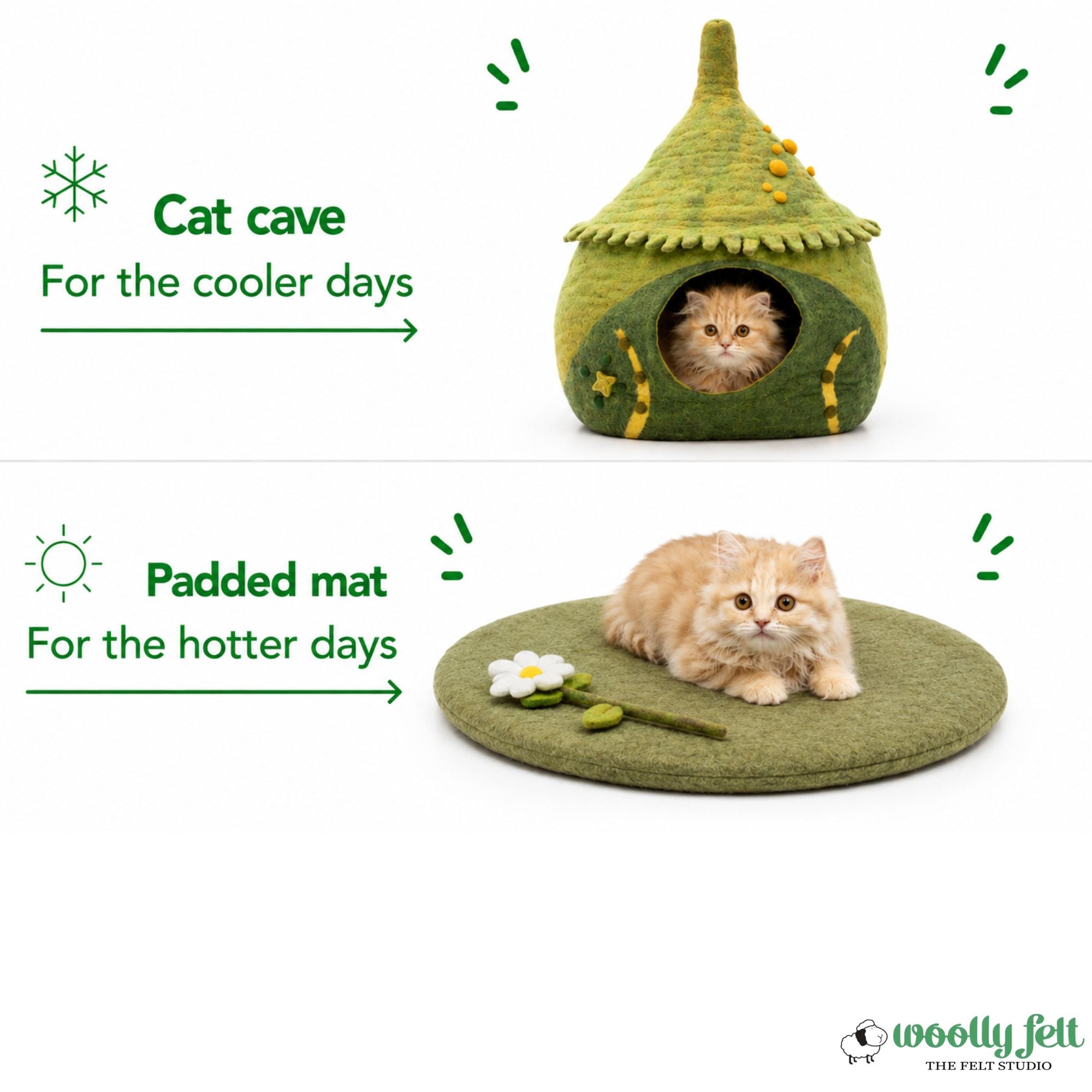 Enchanted Forest Wool Cat Cave – Handmade Felted Cat Bed
