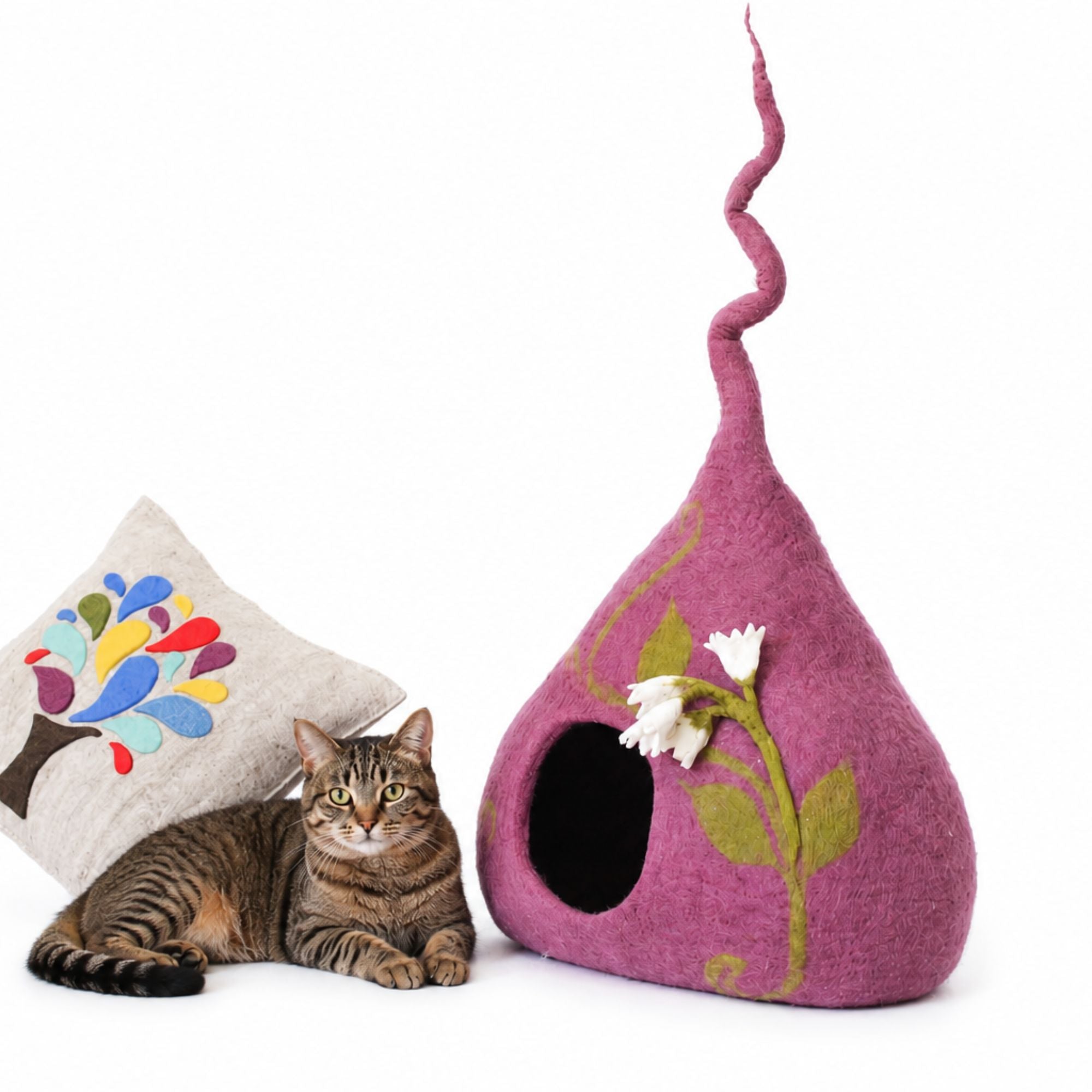 Whisker Nook Felt Cat Cave Handmade Pure Wool Cat Hideaway
