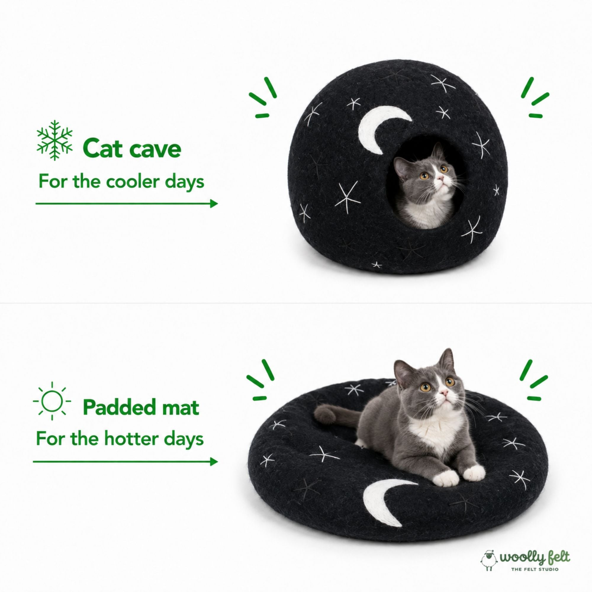 Cachette pour chat en feutre de laine Midnight Sky