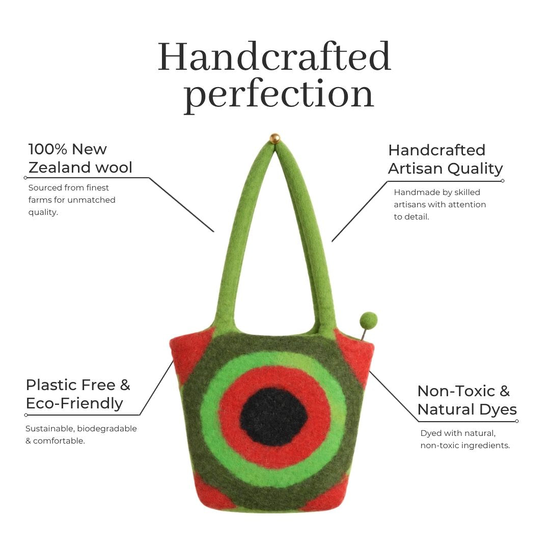 Håndlavet filt-tote-taske Boho-håndtaske