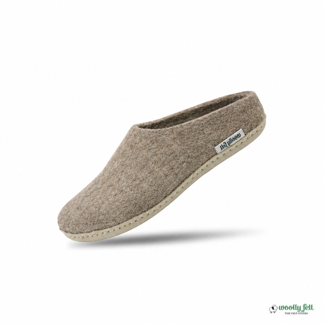 Marbled Brown Handmade Wool Felt Indoor Slipper with Leather Sole