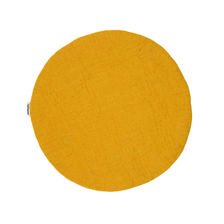 Coussin de chaise plat en feutre uni jaune fait main, fin en laine