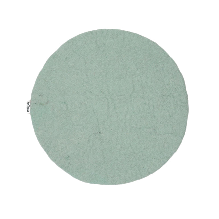 Coussin de chaise plat uni bleu menthe fait main en feutre fin de laine