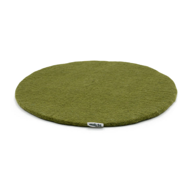 Coussin de chaise en feutre plat vert kaki, fait main, fin, en laine