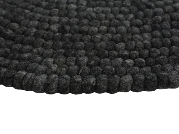 Handmade Charcoal Gray Felt Ball Wool Round Area Rug