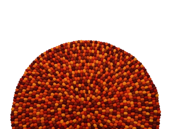 Tapis rond en laine feutrée, fait main, mélange rouge