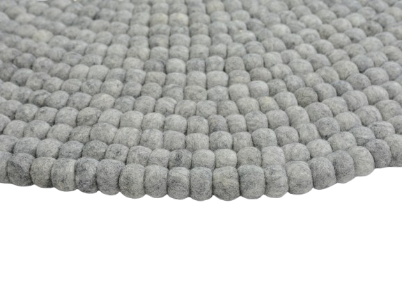 Tapis rond en laine feutrée gris, fait main