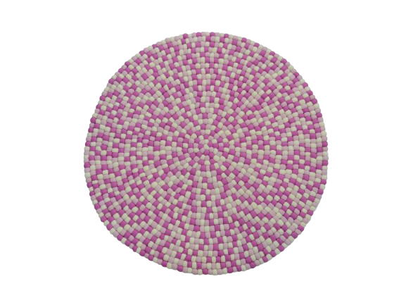 Handgefertigter runder Filzteppich in Rosa