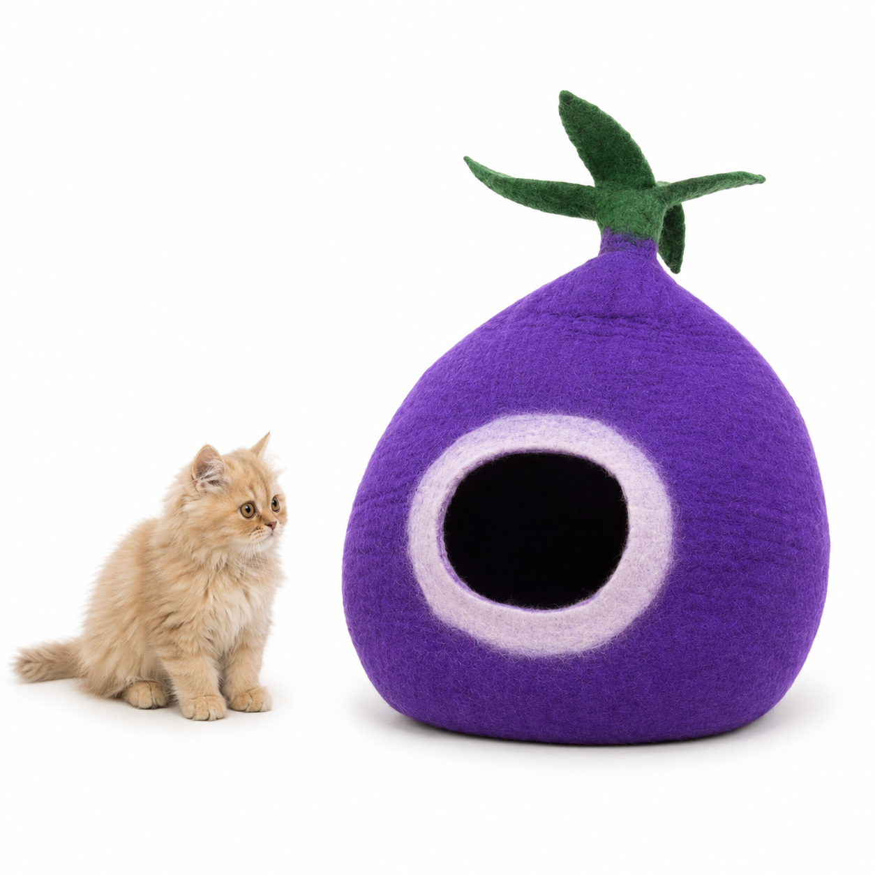 Radish Design Felt Cat Cave Handmade Wool Cat Bed