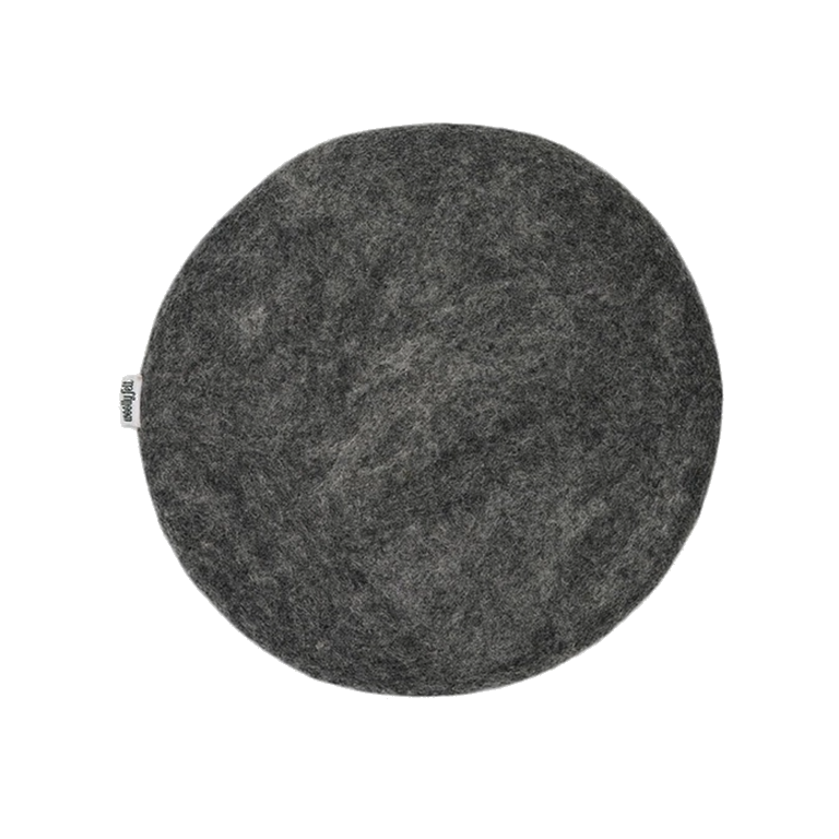 Galette de chaise en feutre épais gris foncé faite à la main coussin de siège en laine