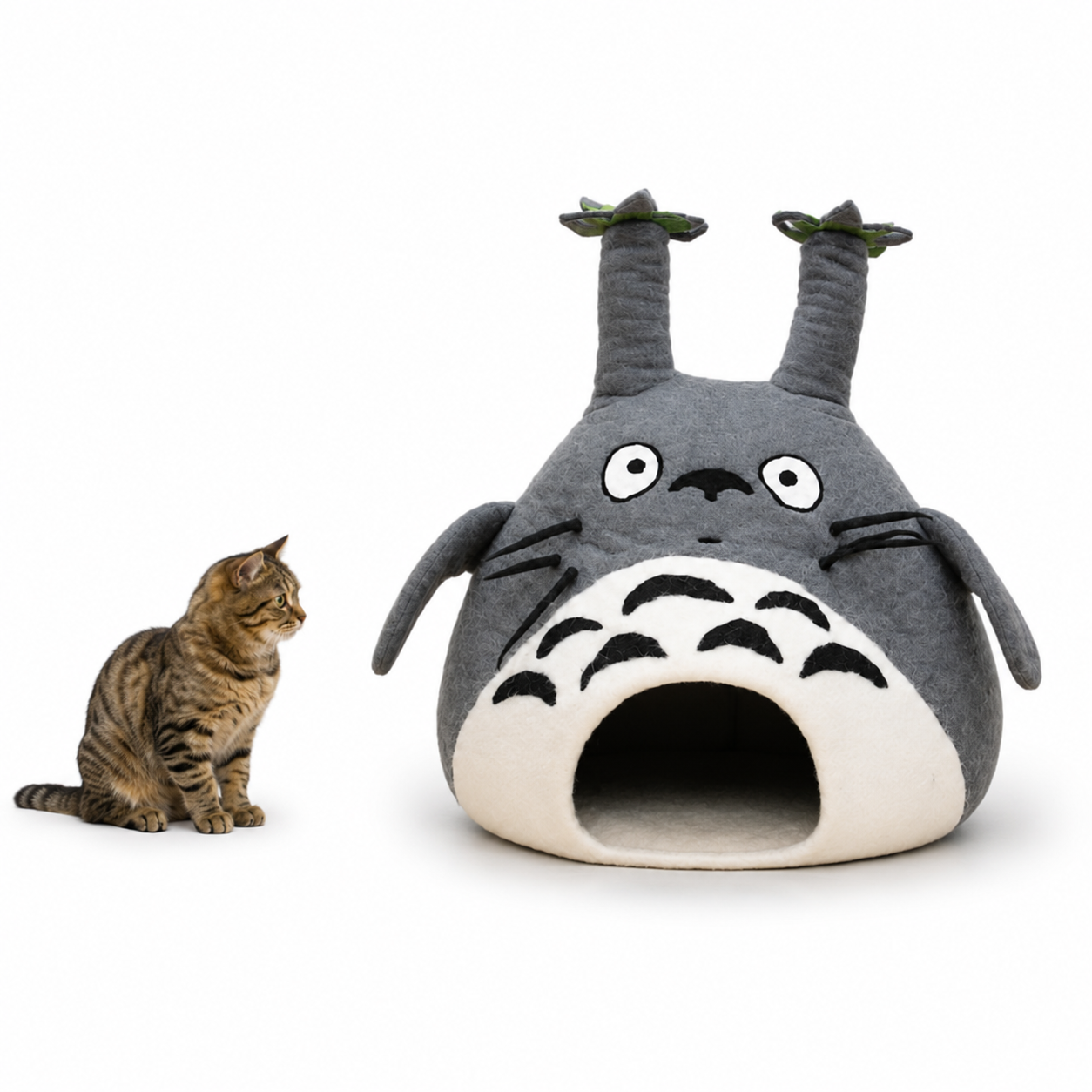 Totoro Felt Cat Cave Handmade Wool Cat House