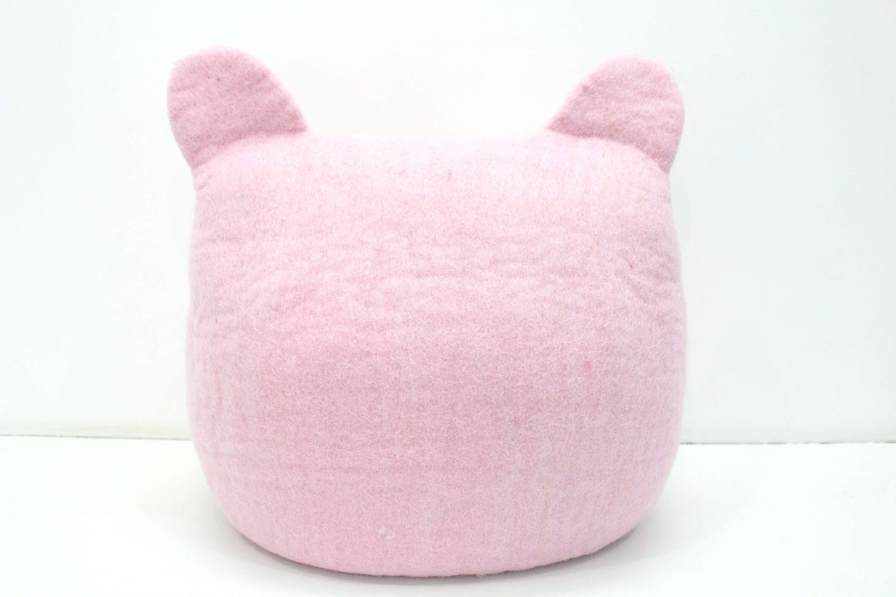 Wool Felt Cat Cave – Pink Square Pet Bed with Ears