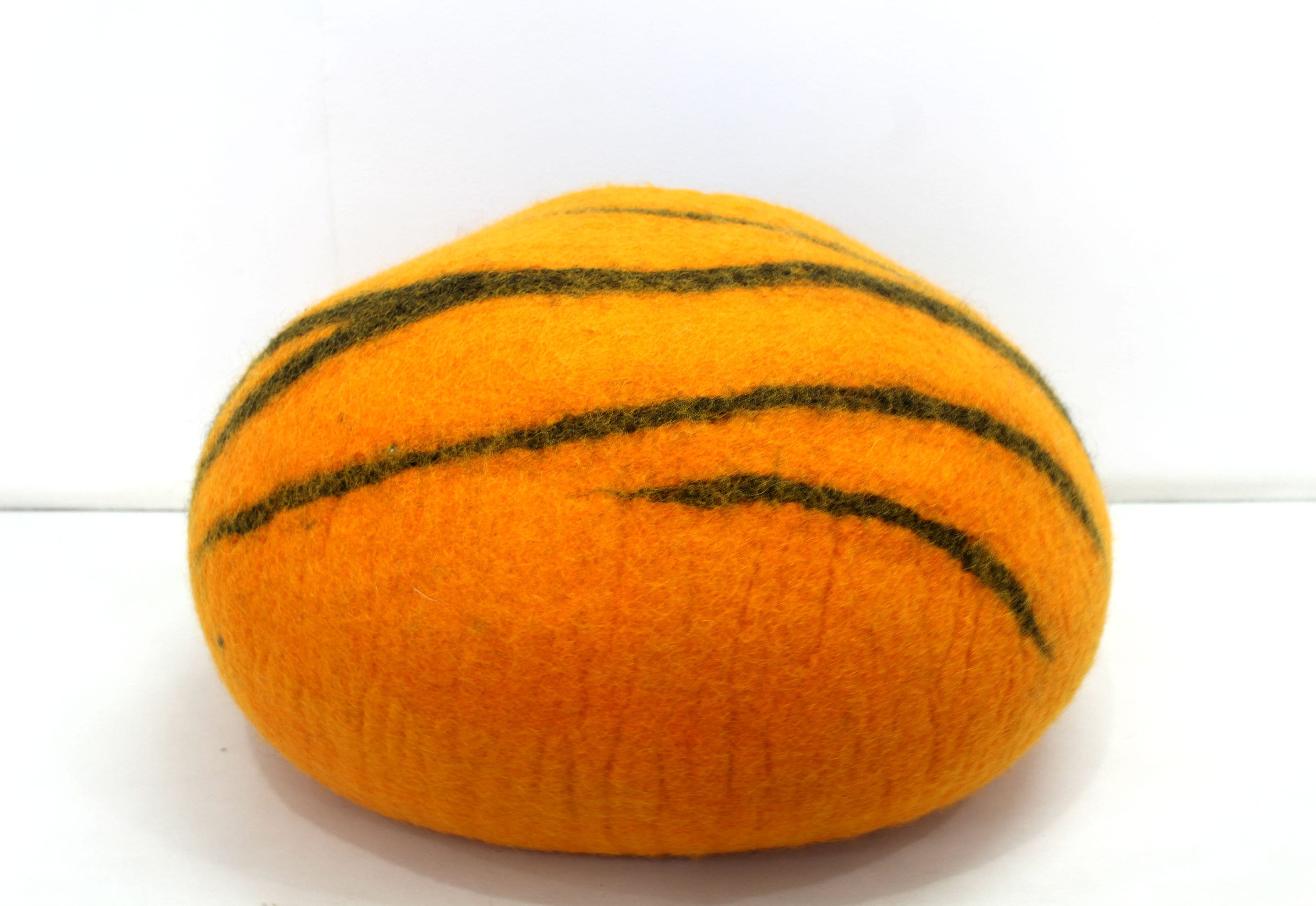 Felt Cat Cave – Tiger Stripe Wool Pet Bed, Handmade in Nepal