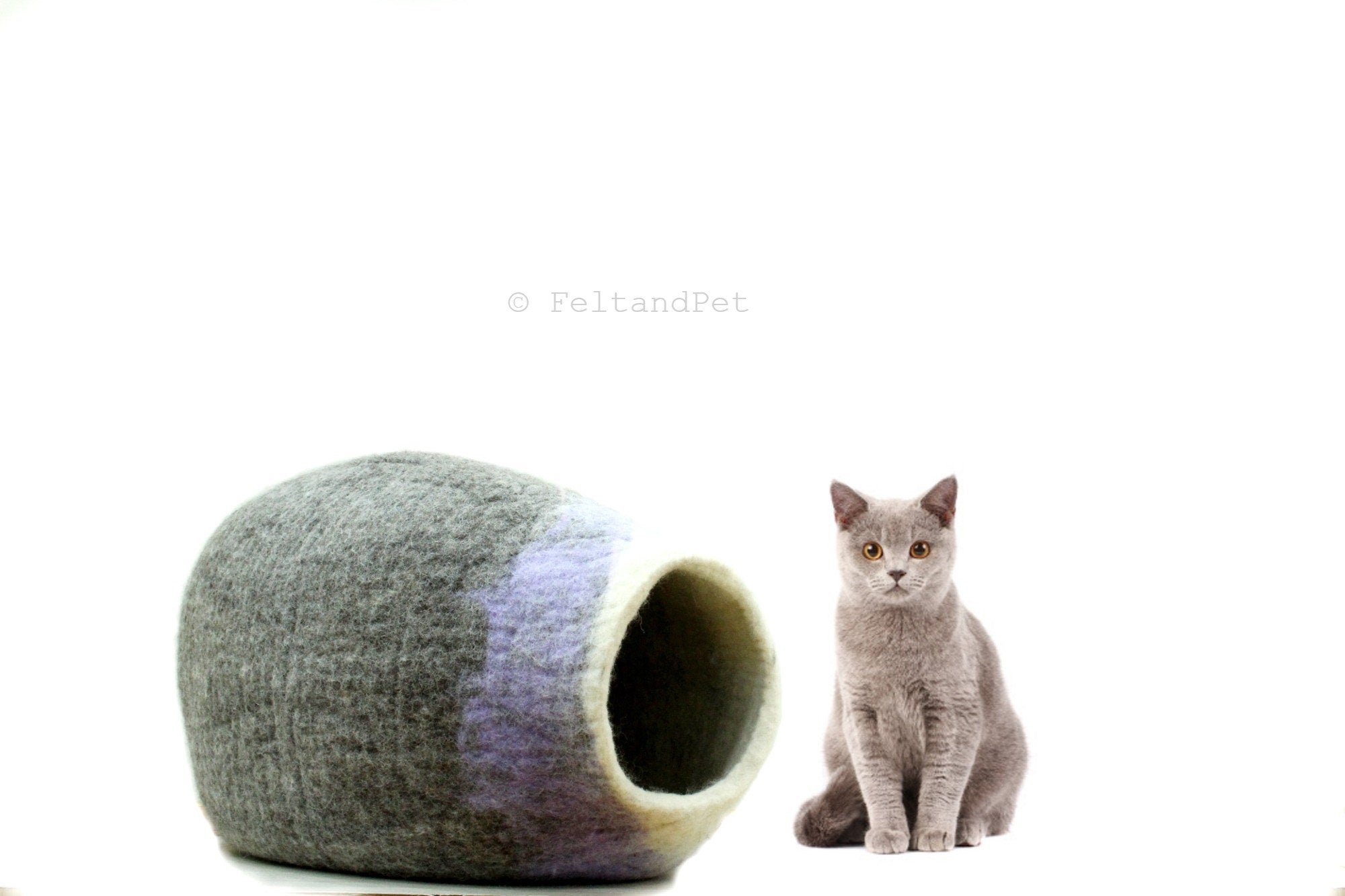 Hand Felted Wool Cat Cave | Oval Cat Cocoon