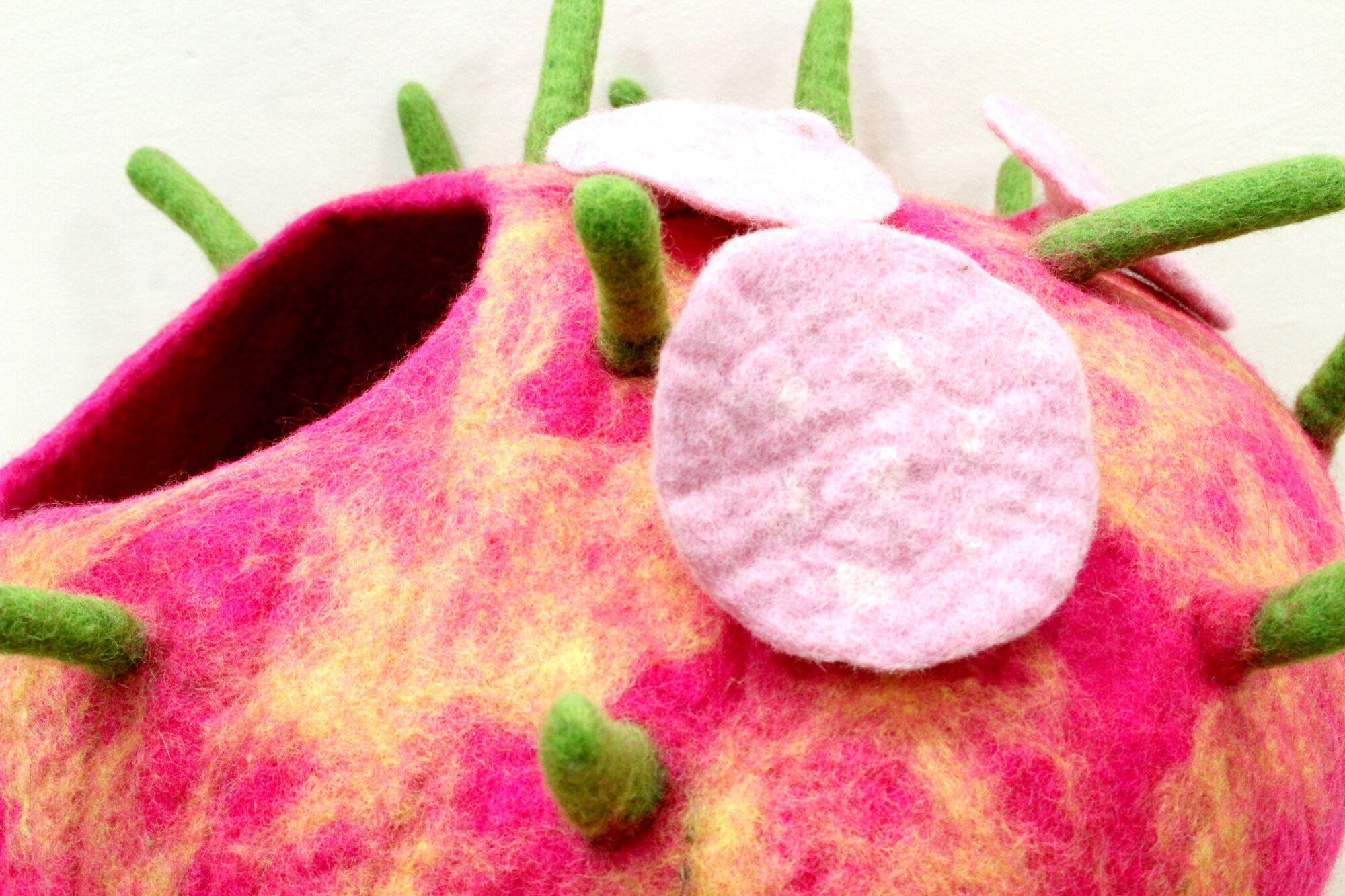 Pink Toadstool Felt Cat Cave - Handmade Kitty Warmer - Felt Kitty House - Wool Pet Bed - Felted Pet House - Cat Cave Bed